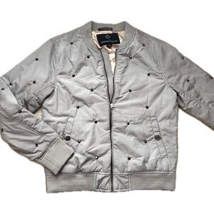 Nanette Lepore Gray Studded Bomber Jacket